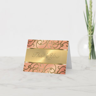 Tack Elegant Peach och Guld Filigree Kort