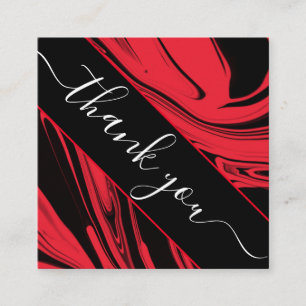 Tack Elegant Red & Black Marble Social Media Fyrkantigt Visitkort
