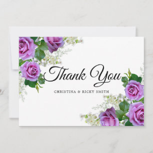 Tack, elegant Rosa ros Bouquet Flowers Bröllop Tack Kort