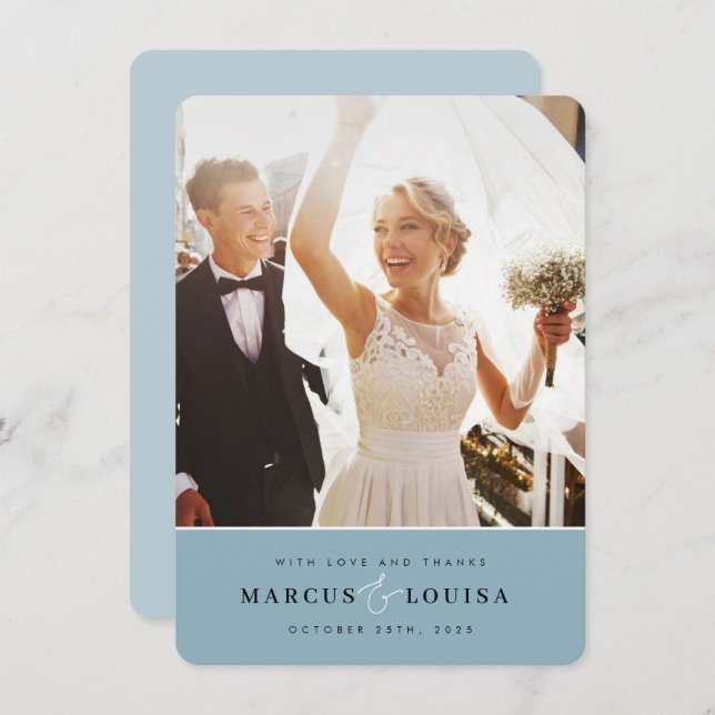 TACK elegant, söt ampersand dammig blå (Fram/baksida)