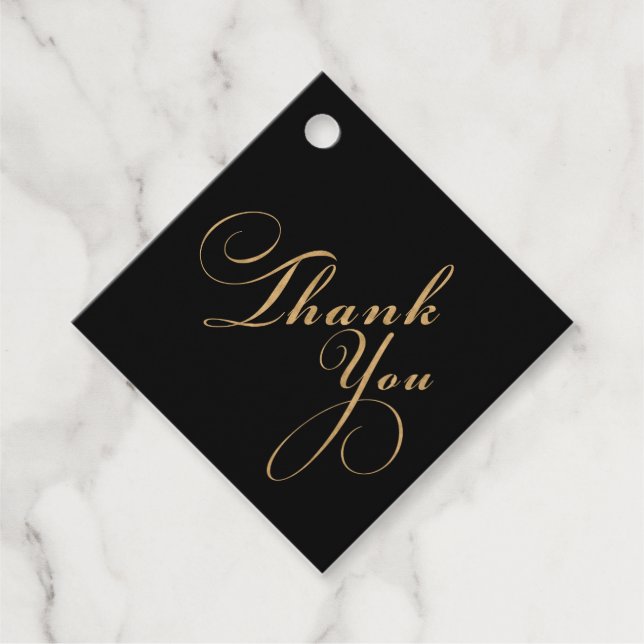 Tack Elegant Svart Guld Bröllop Gåvor Etiketter (Framsida)