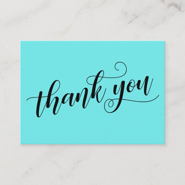 Tack Elegant Typografi Aqua Wedding Favor Tilläggskort (Framsida)