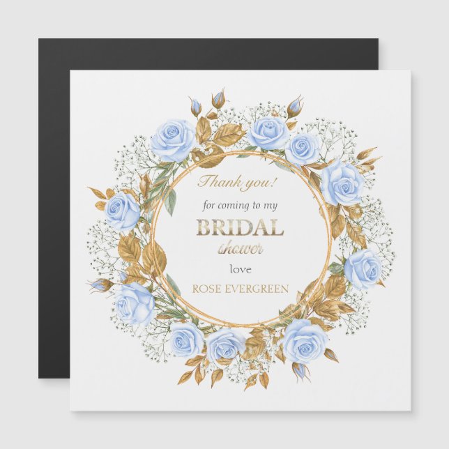 Tack Eleganta Dammiga Blå Rosor Baby’s Breath (Fram/baksida)
