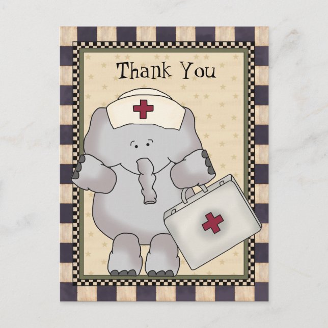 Tack Elephant Nurse-vykort Vykort (Framsida)
