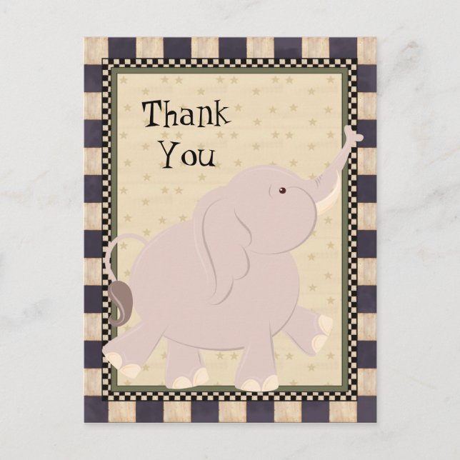 Tack Elephant Tecknad Postcard Vykort (Framsida)