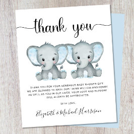 Tack Elephant Twin Boys Baby Shower