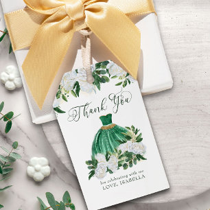 Tack Emerald Grönt och White Peony Princess Presentetikett
