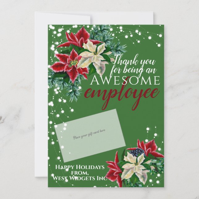 Tack Employee Grönt Festive Gift Card Holder Julkort (Framsida)