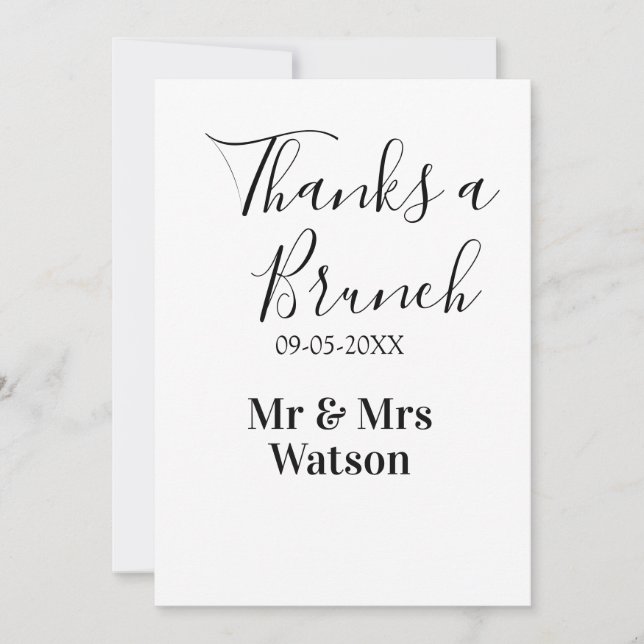Tack en brunch efter bröllop namn datum enkel  inbjudningar (Framsida)