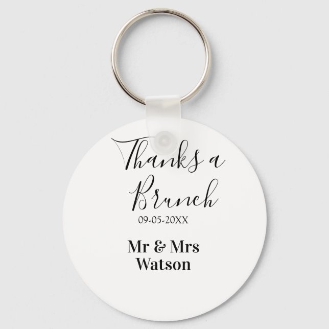 Tack en brunch efter bröllop namn datum enkel  nyckelring (Framsida)