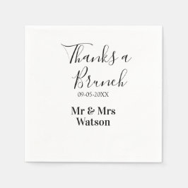 Tack en brunch efter bröllop namn datum enkel pappersservett