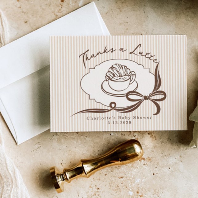 Tack En Latte Cafe Bebe Kaffe Bow Baby Shower Kort (Skapare uppladdad)