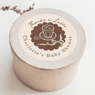 Tack En Latte Café Bebe Kaffe Bow Babyshower Runt Klistermärke