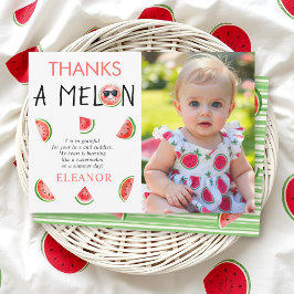 Tack en Melon akvarell 1-års födelsedagsfoto Kort