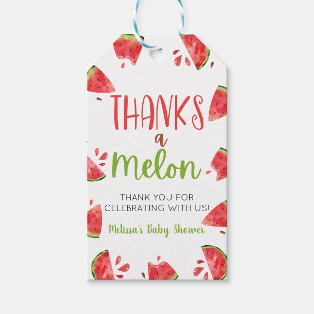 Tack En Melon Vattenmelon Baby Shower Favor Presentetikett (Framsidan)
