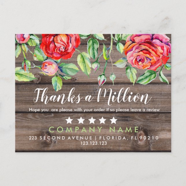 Tack En Miljon Inköpskort Affär Tack Meddelande Vykort (Framsida)