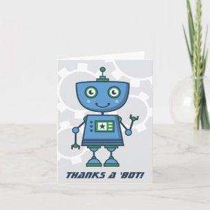 Tack en Robot Modern Blå Robot Pojkar Födelsedag Kort