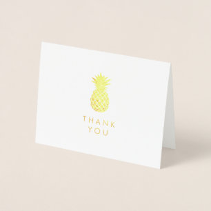 Tack Endast ananas Guld Folierat Kort