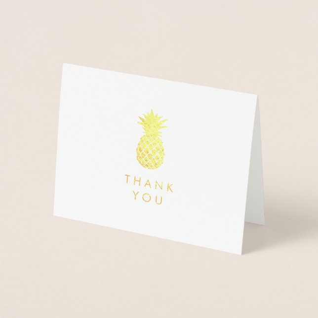 Tack | Endast ananas Guld Folierat Kort (Framsida)