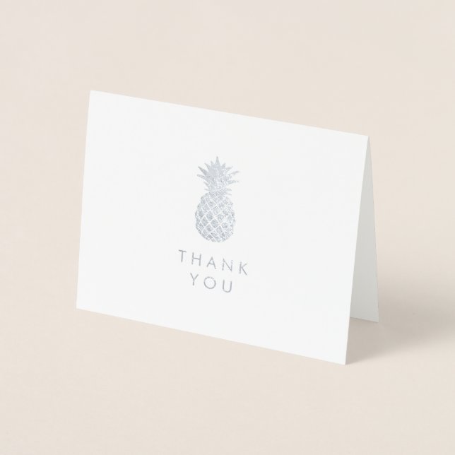 Tack | Endast ananas Silver Folierat Kort (Framsida)