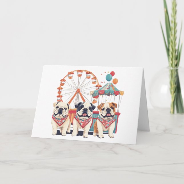 Tack Engelska bulldog vid en karnival (Framsida)