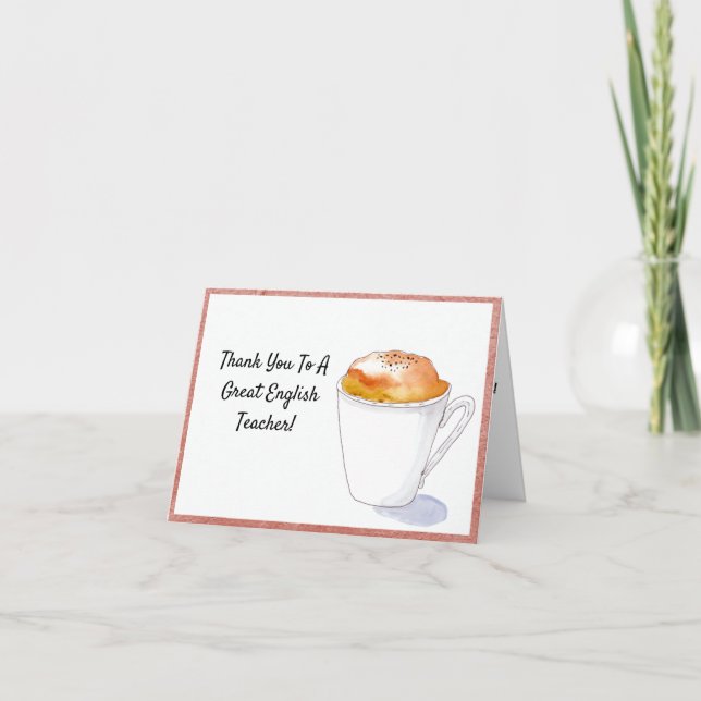 Tack Engelsklärar Akvarell Cappuccino Kort (Framsida)