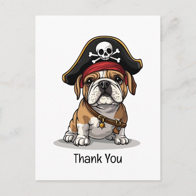 Tack English Bulldog Skull Vykort (Framsida)