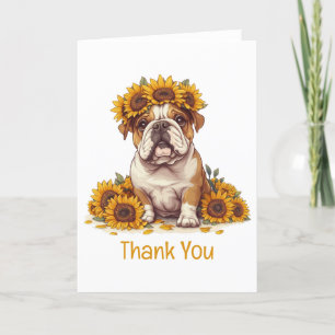 Tack English Bulldog Sunblomma Krona Kort