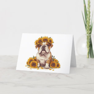Tack English Bulldog Sunblomma Krona Kort