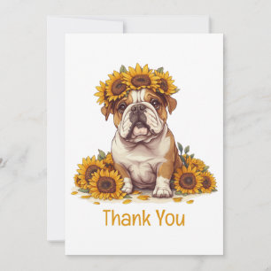 Tack English Bulldog Sunblomma Krona Kort