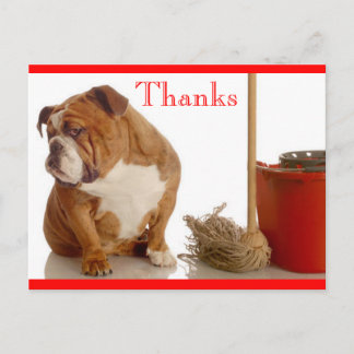 Tack English Bulldog Valp Hälsning vycard Vykort