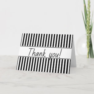 "Tack!" Enkel Rand Mönster Black & White Tack Kort