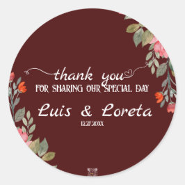 Tack-etikett för skriptning Bröllop Runt Klistermärke