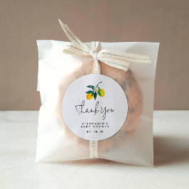 Tack-etikett för vattenfärg, Lemon Baby Shower Runt Klistermärke