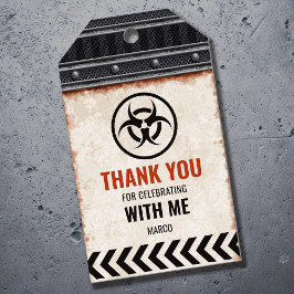 Tack etikett med metalliskt rutnät och nitar