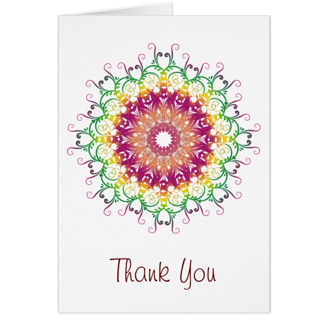 Tack. Etnisk mandala. Hälsningskort (Framsidan)