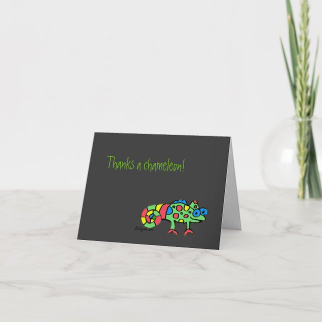 Tack ett kameleontsvarttack Notecards Kort (Framsida)