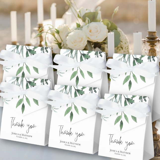 Tack Eucalyptus Bröllop Presentaskar (Thank You Eucalyptus Wedding Favor Box)