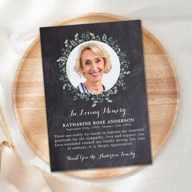 Tack Eucalyptus Sympathy Slate Photo Kort (Skapare uppladdad)