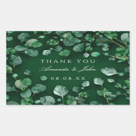 Tack Eucalyptus Woodland Rustic Bröllop Grönt Rektangulärt Klistermärke