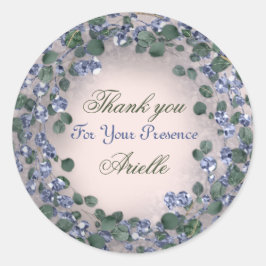 Tack Eukalyptus Födelsedag Rustik Mintpuder Runt Klistermärke