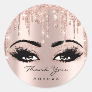 Tack Eyelash 16:e Möhippan Ro Glitter Runt Klistermärke