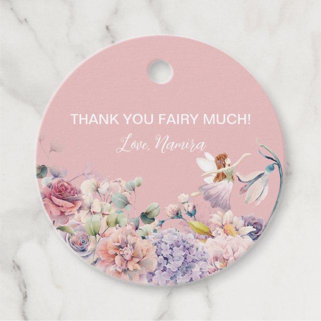 Tack, Fairy Mycket, Födelsedagsfest Gåvor Etiketter (Framsida)