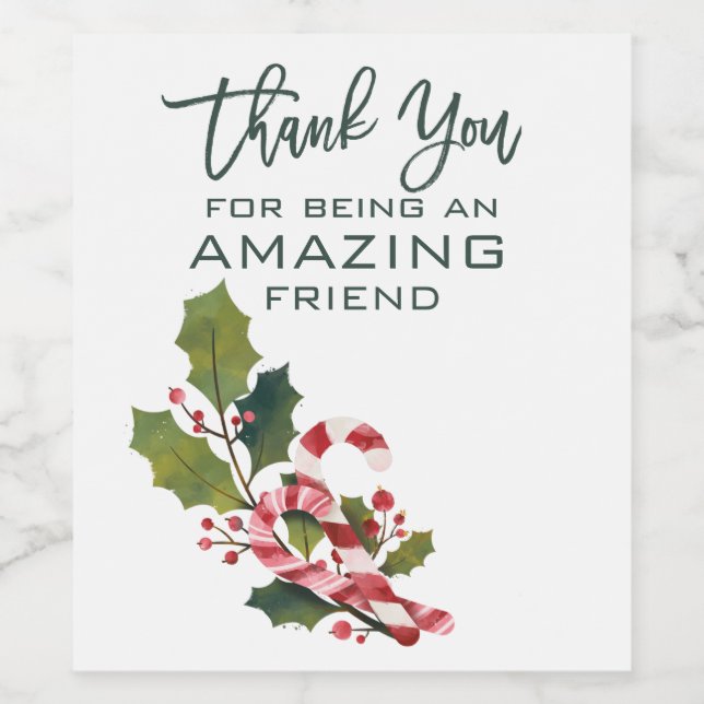 Tack Fantastisk Friend för jul Vinflaska Etikett (Singel etikett)