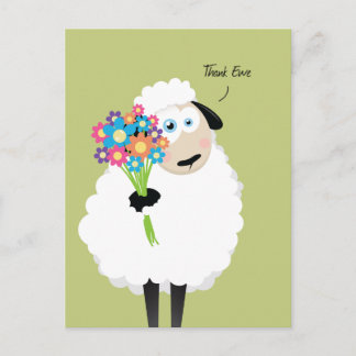 Tack får ni får med blommor tack vykort
