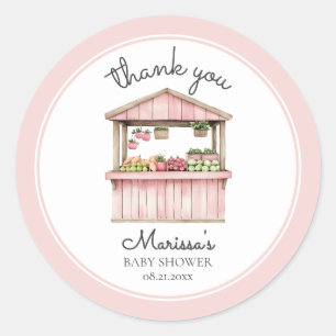 Tack Farmers Market Girl Baby Shower Runt Klistermärke