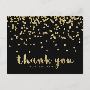 Tack Faux Guld Confetti on Black Vykort