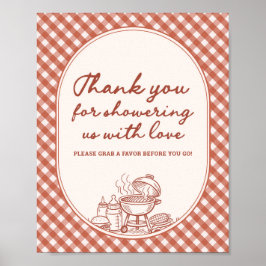 Tack Favor Baby Q BBQ Par Baby Shower Poster