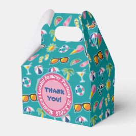 Tack favör Coastal Mönster Monogram Teal Presentaskar