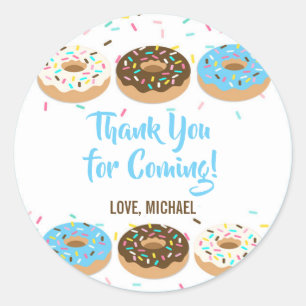 tack Favor Stickers Blue Donuts Runt Klistermärke